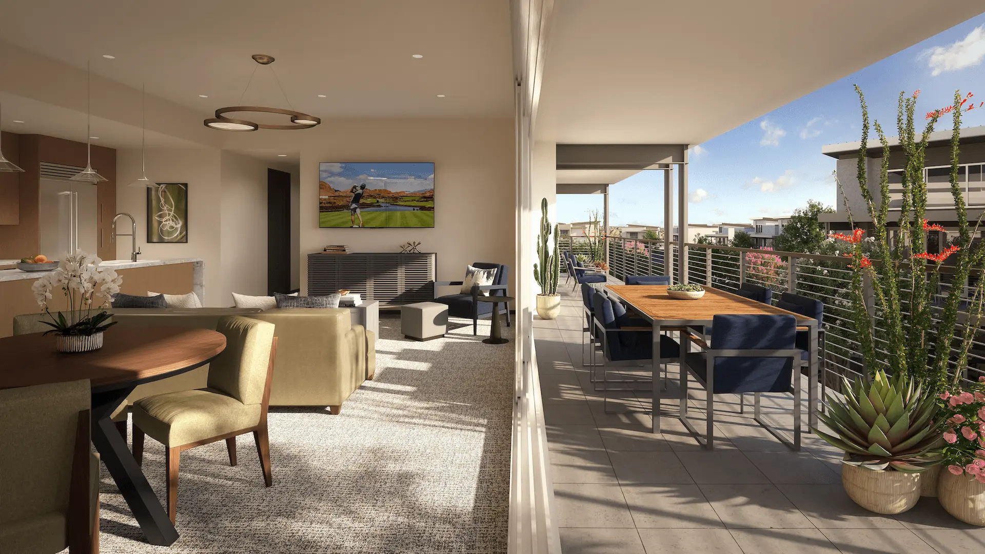 Interior living room of 2 bedroom unit