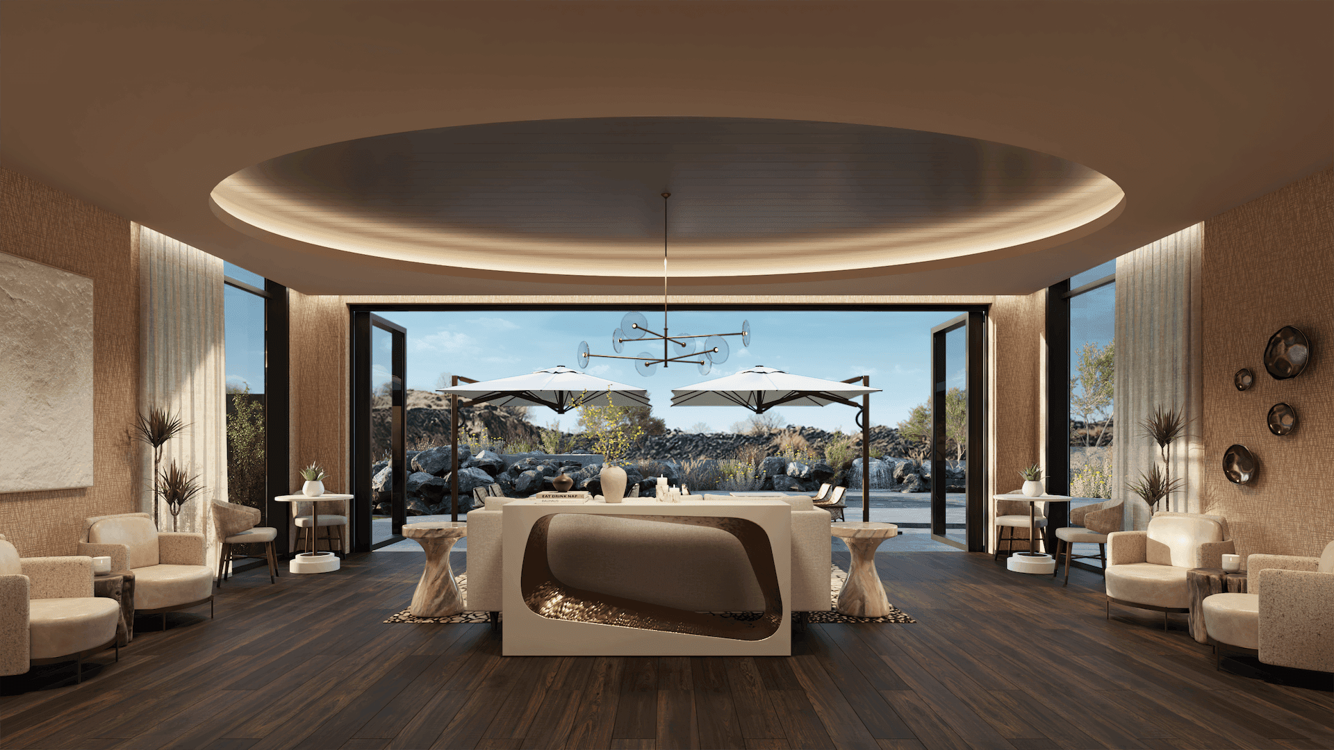 rendering of the post treatment lunge at Plume spa