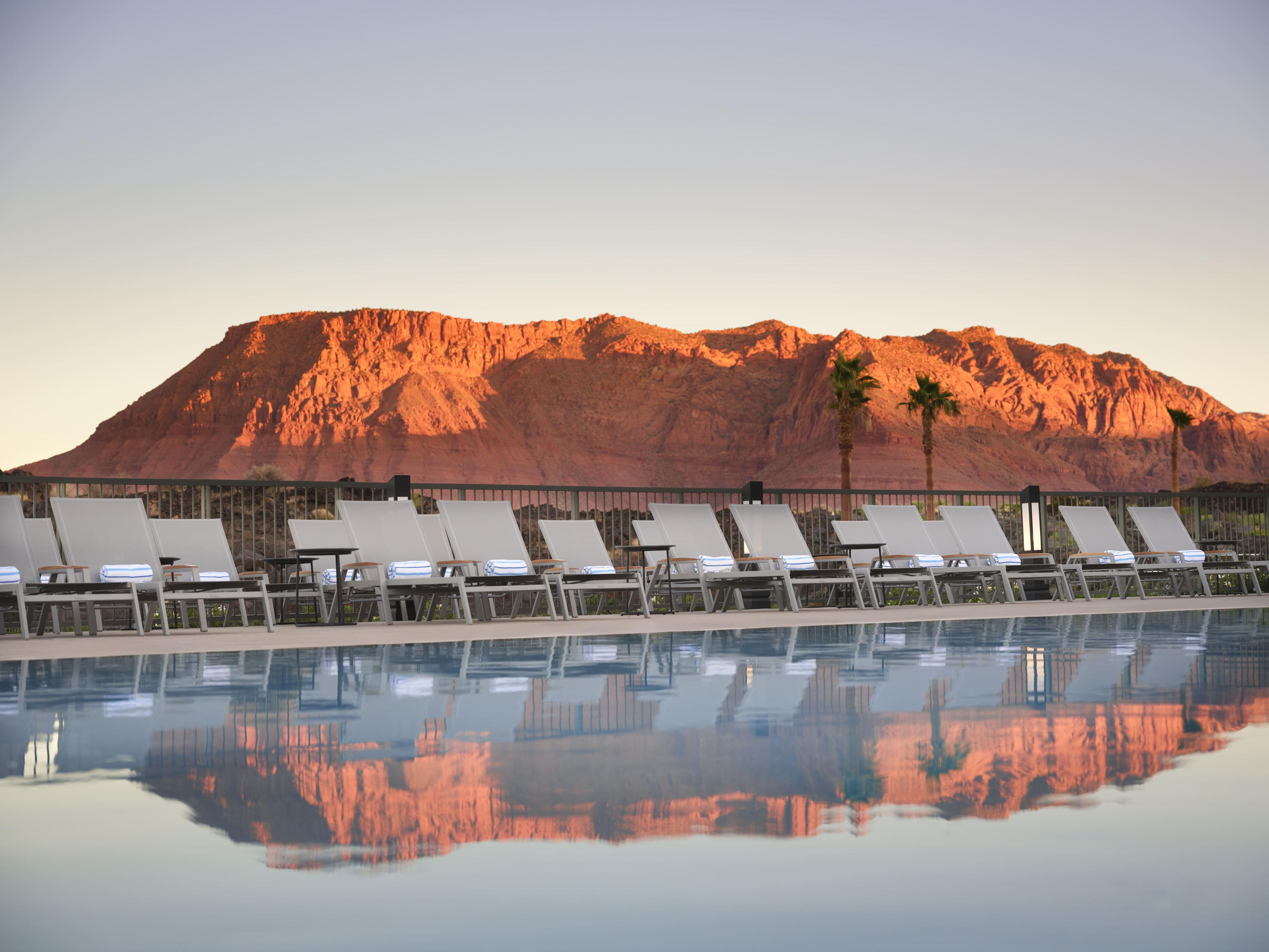 Chairs laid out by the pool at Black Desert Resort