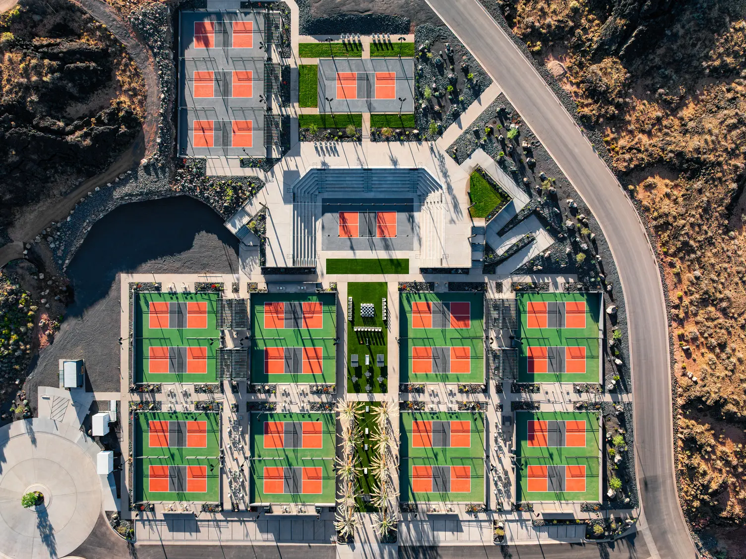 ariel view of 21 Black Desert Resort pickleball courts